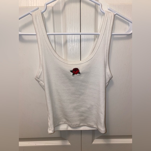White tank top rose patch XS - Picture 1 of 4